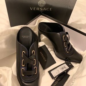 Authentic Versace Black Stiletto Mules Size 36